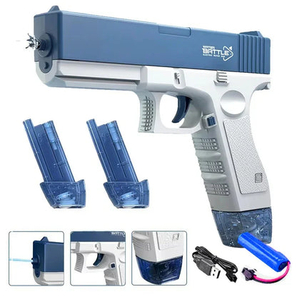 Simulated Firing and Recoil Electric Water Gun Toys Children Automatic Sensor Lights Water Pistol Summer Outdoor Beach Kids Toy