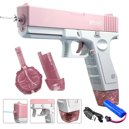 Simulated Firing and Recoil Electric Water Gun Toys Children Automatic Sensor Lights Water Pistol Summer Outdoor Beach Kids Toy