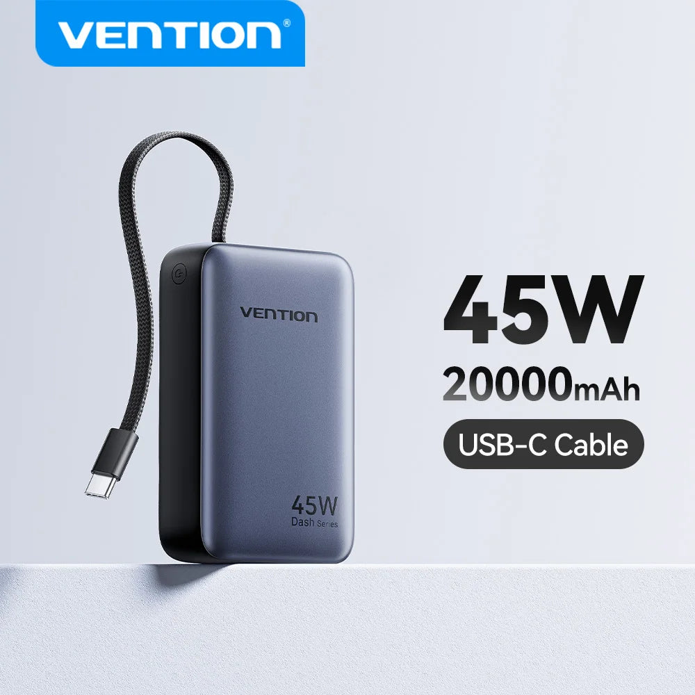Power Up Your Adventures: 45W Fast Charging 20000mAh Power Bank with Built-in Cables for All Your Devices