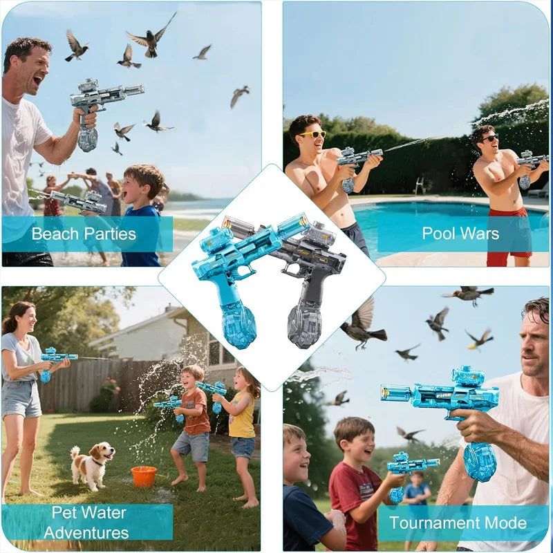 Simulated Firing and Recoil Electric Water Gun Toys Children Automatic Sensor Lights Water Pistol Summer Outdoor Beach Kids Toy
